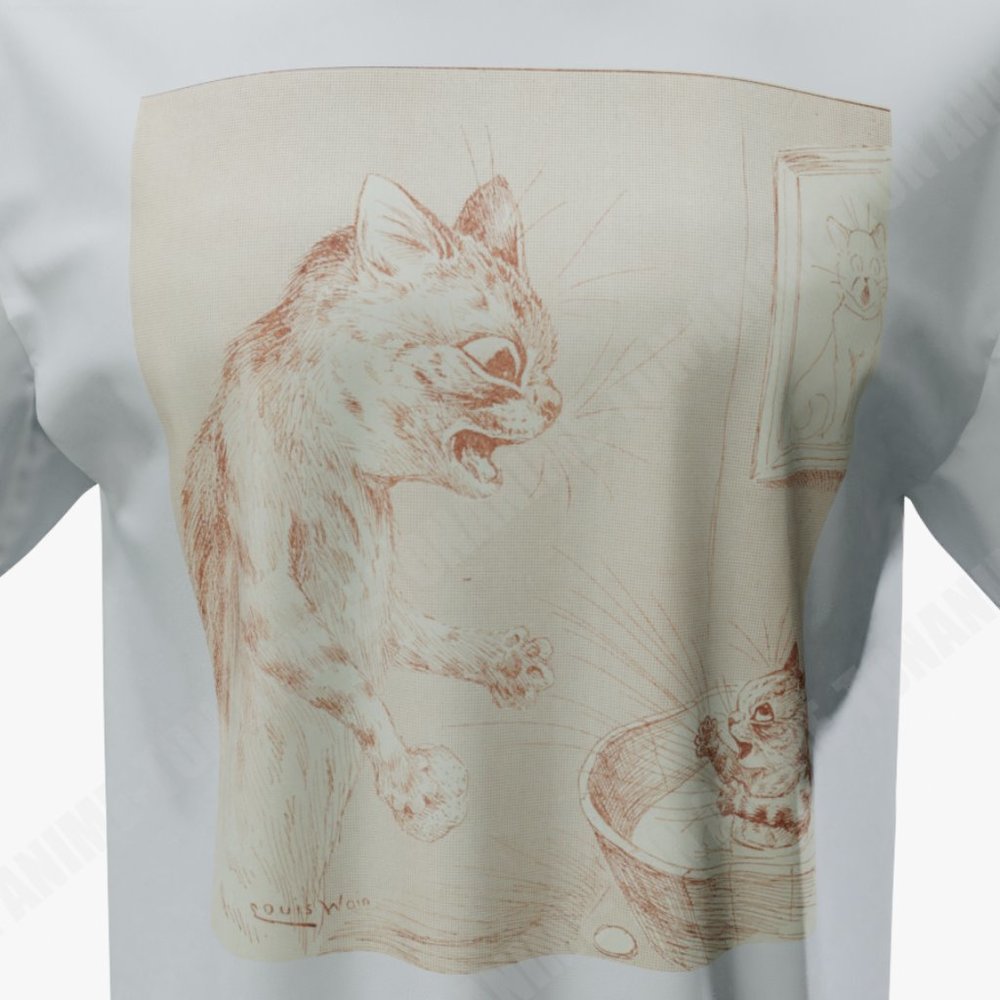 Louis Wain - Cat Art - Tub Night - Tshirt - Cotton